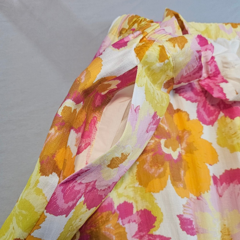 CeCe 2X Spring Breakers Radiant Yellow Floral Midi Skirt Lined Pockets NWT 1078 - Picture 7 of 9